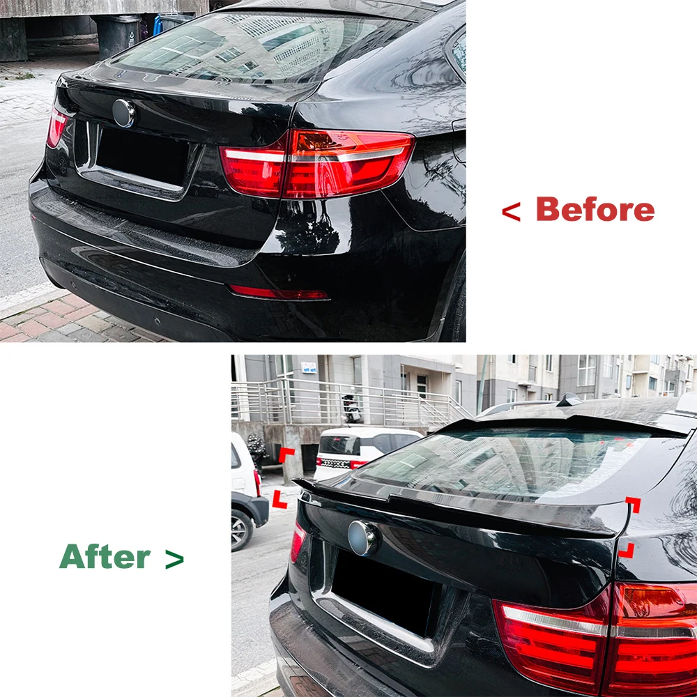 For BMW X6 E71 2008-2014 Blade Style Tail Wing Top Spoiler Exterior Modification Car Body Kit Protection