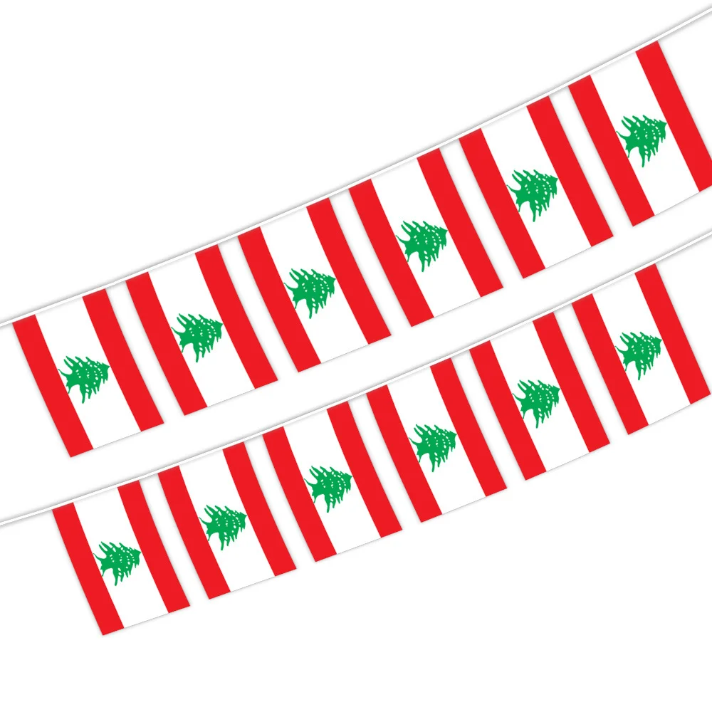 Z-ONE FLAG Lebanon bunting flags 14x21cm 20pcs/lot Pennant Lebanon String Banner Buntings Festival Party Holiday polyester banne