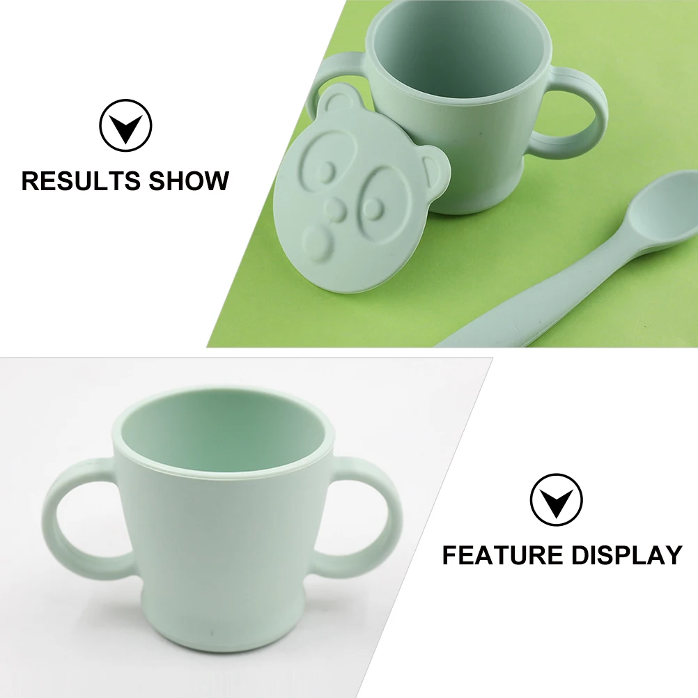 

1pc Silicone Baby Cup Anti-fall Training Cups for Infants Toddler Green Durable Smooth Edge Ergonomic Handle Leak Proof Lid