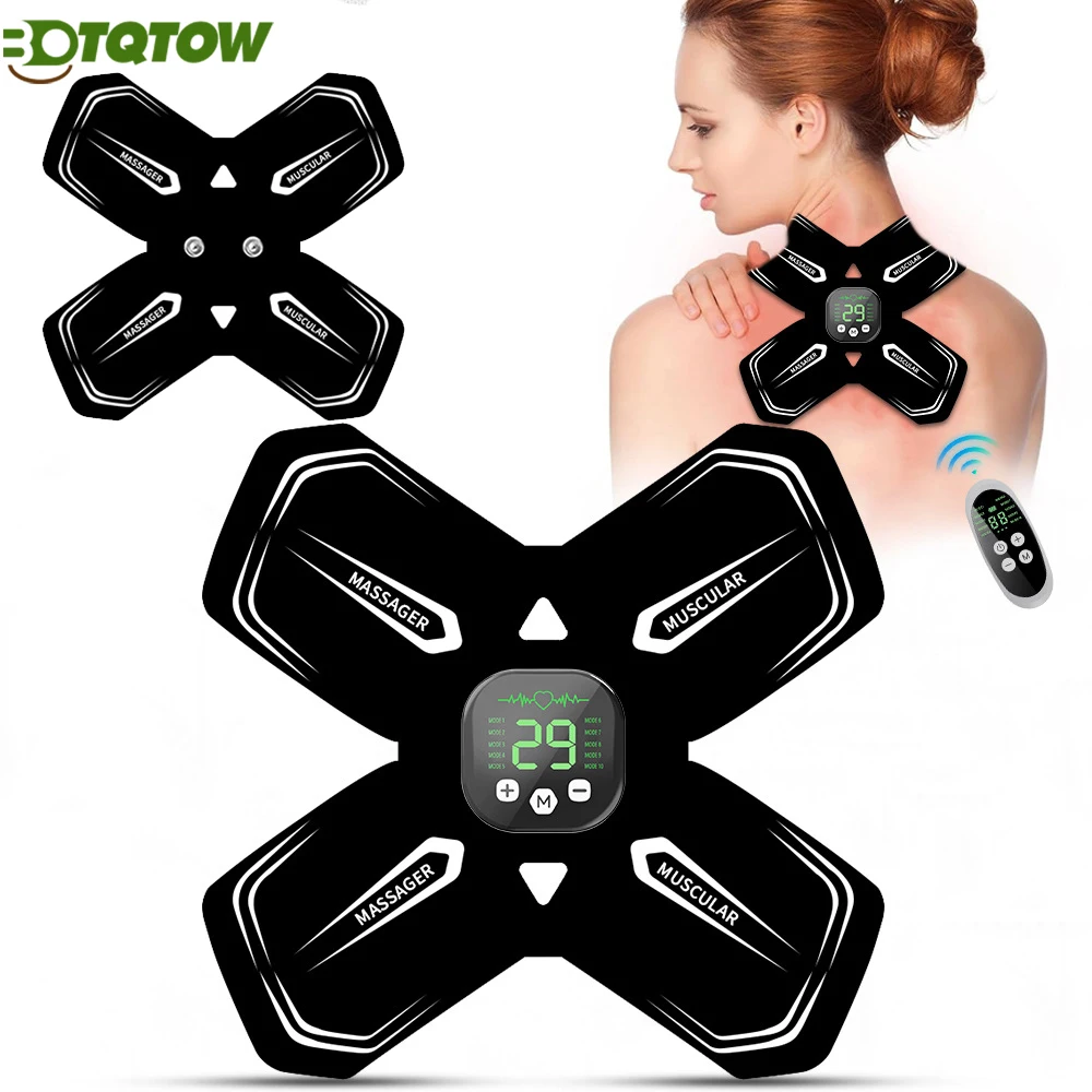 

Wireless TENS + EMS Muscle Stimulator - Rechargeable Deep Tissue Massager for Back/Neck/Leg Pain Relief - ElectricTherapy Device