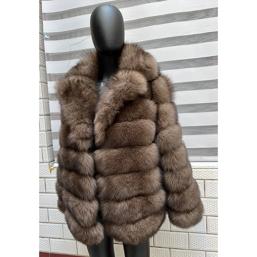 

High Quality Fox Fur Jackets With Turndown Collar Natural Fox Fur Coat Woman 2024 Winter Luxury Warm Fur Jacket Best Selling