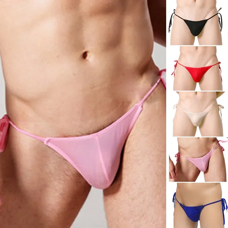 Underwear Men Sexy Lacing Adjustable Backless Thong Briefs Underpants Low-waist Panties For Man Thin Section Breathable Panties