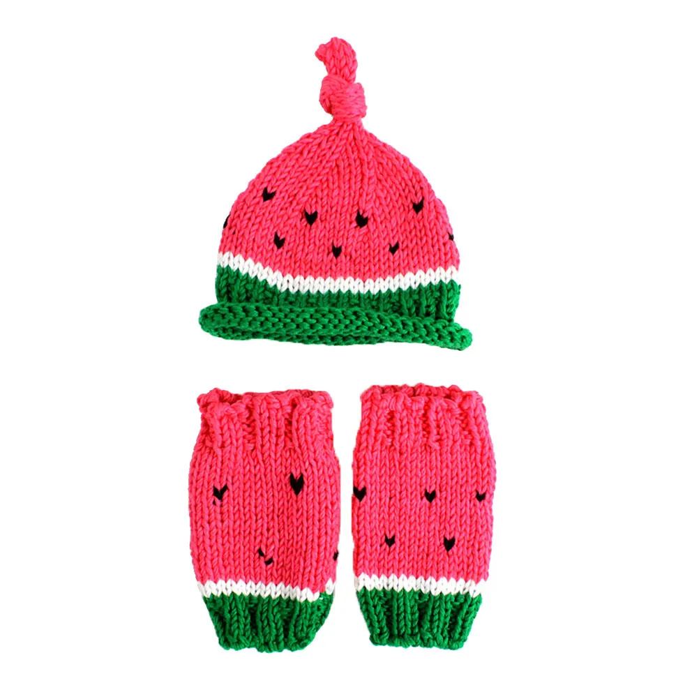 

Baby Photography Props Newborn Watermelon Knitted Costume Unisex Hat Pants Infant Photo Outfits Photography Props