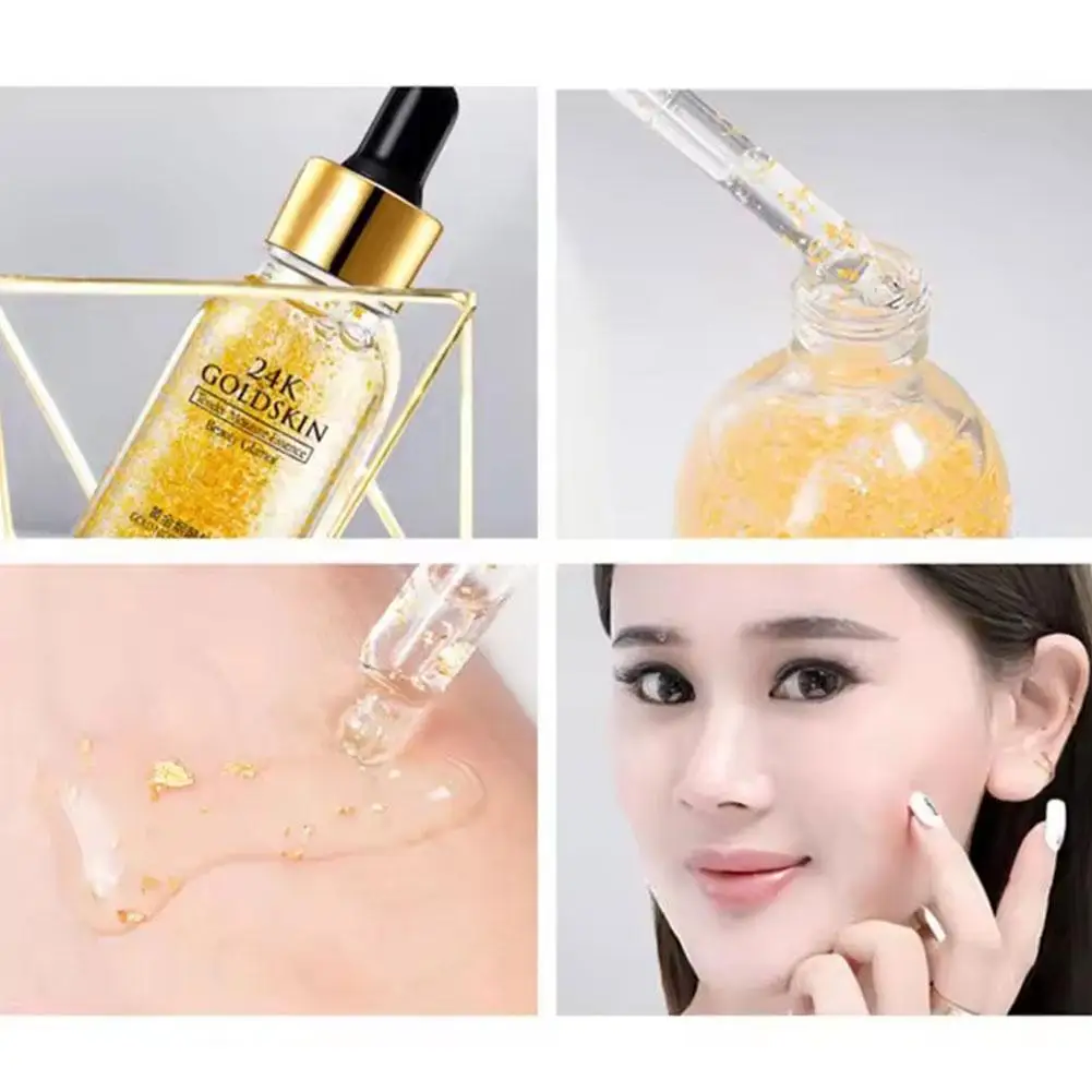 30ml 24K Gold Face Serum Skin Tone Hyaluronic Acid Moisturizing Essence Gold Skin Serum Water Cream