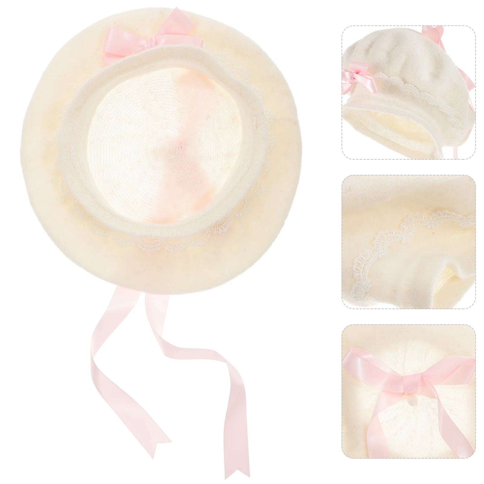 

1pc Wool Beige Womens Beret Beret For Women Girls Lolita Fashion Decorative Girls Hat Hat Winter Hair Accessory