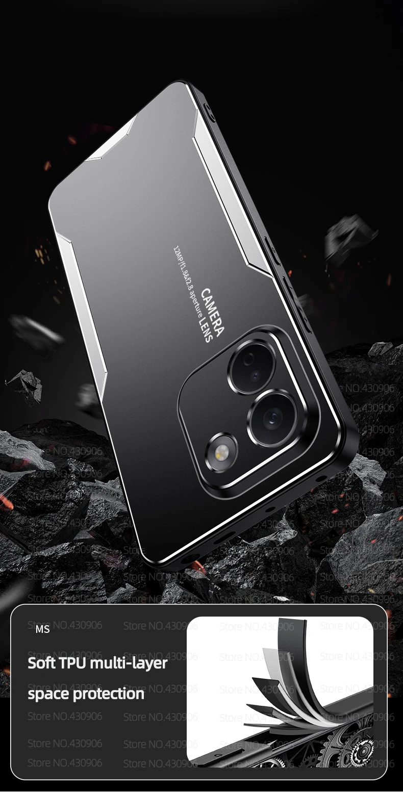 Für Redmi Note 17 Pro Max Hülle aus Metall und Aluminium mit Objektivschutz, Frostschutz und Anti-Fingerabdruck-Funktion, Metall+TPU-Abdeckung – Detail 4