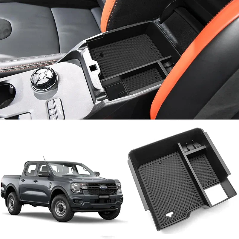 

Center Console Organizer Tray For 2024 2025 Ford Ranger Accessories Armrest Storage Car(Electric handbrake Version）Secondary Box