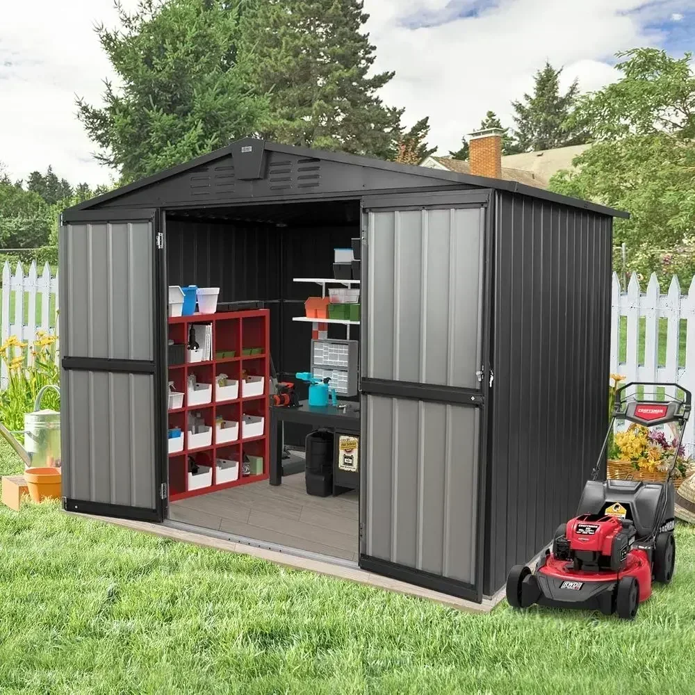 8.2'x6.2' Outdoor Metal Storage Shed for Garden, Bikes, Tools, Lawn Mowers, and Pool Toys
