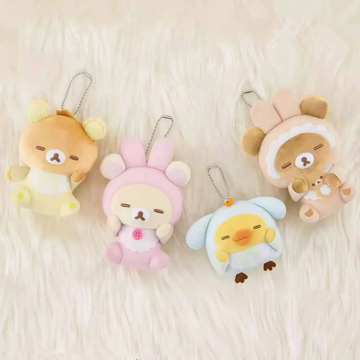 

New Cute Rilakkuma Korilakkuma Kiiroitori Plush Baby Bunny Keychain Chains Small Pandent Kids Stuffed Toys For Children 10CM