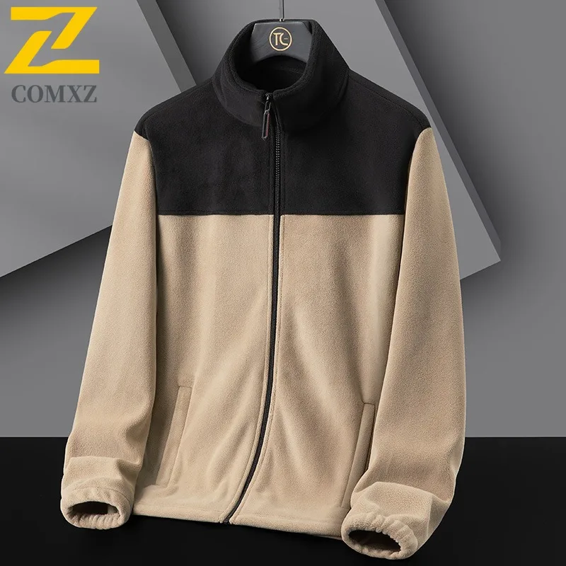 سترة رجالي COMXZ بياقة واقفة، سترة مريحة كاجوال سميكة للأعمال، لون سادة ممتاز، ملابس شتوية جديدة خفيفة الوزن #2