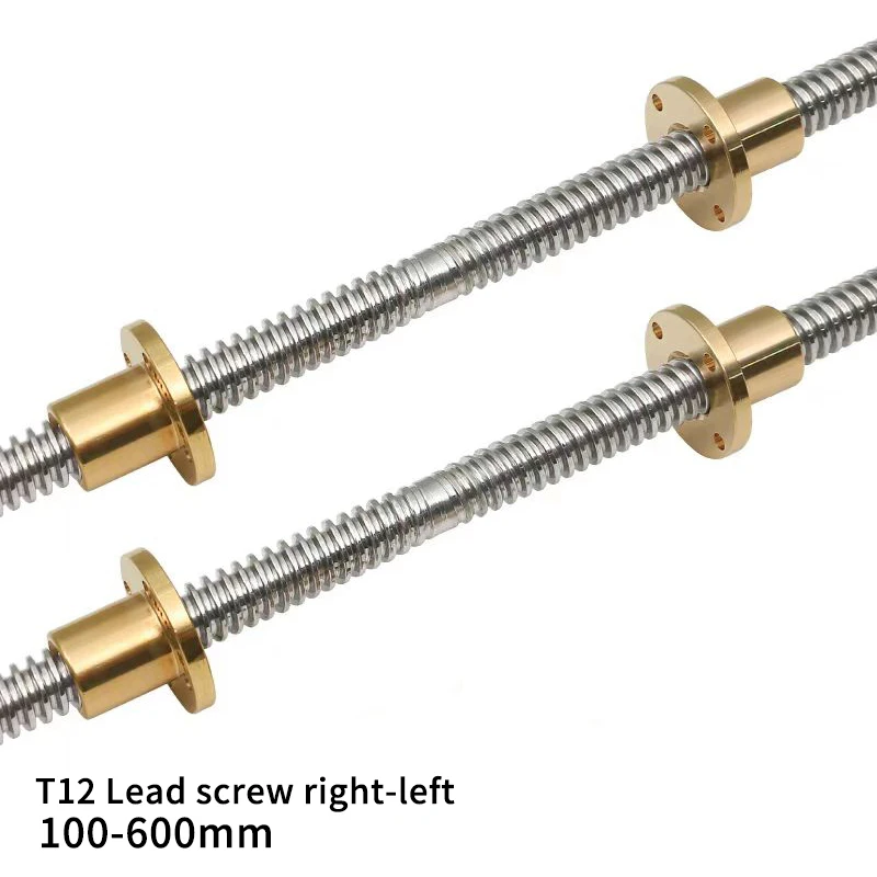 1PC 304 stainless steel T12 Lead Screw right-left length100-1000mm OD 10mm Pitch 2mm Lead 2/3mm with nut for 3D Printer part