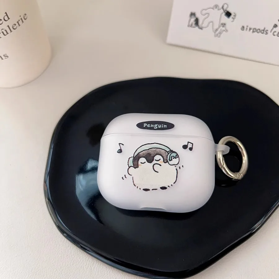 For AirPods 4 2024 Penguin Cute Music Lover Earphone Case for AirPods 3 2 1 Soft Clear Silcone Covers for AirPods Pro 2 Cover