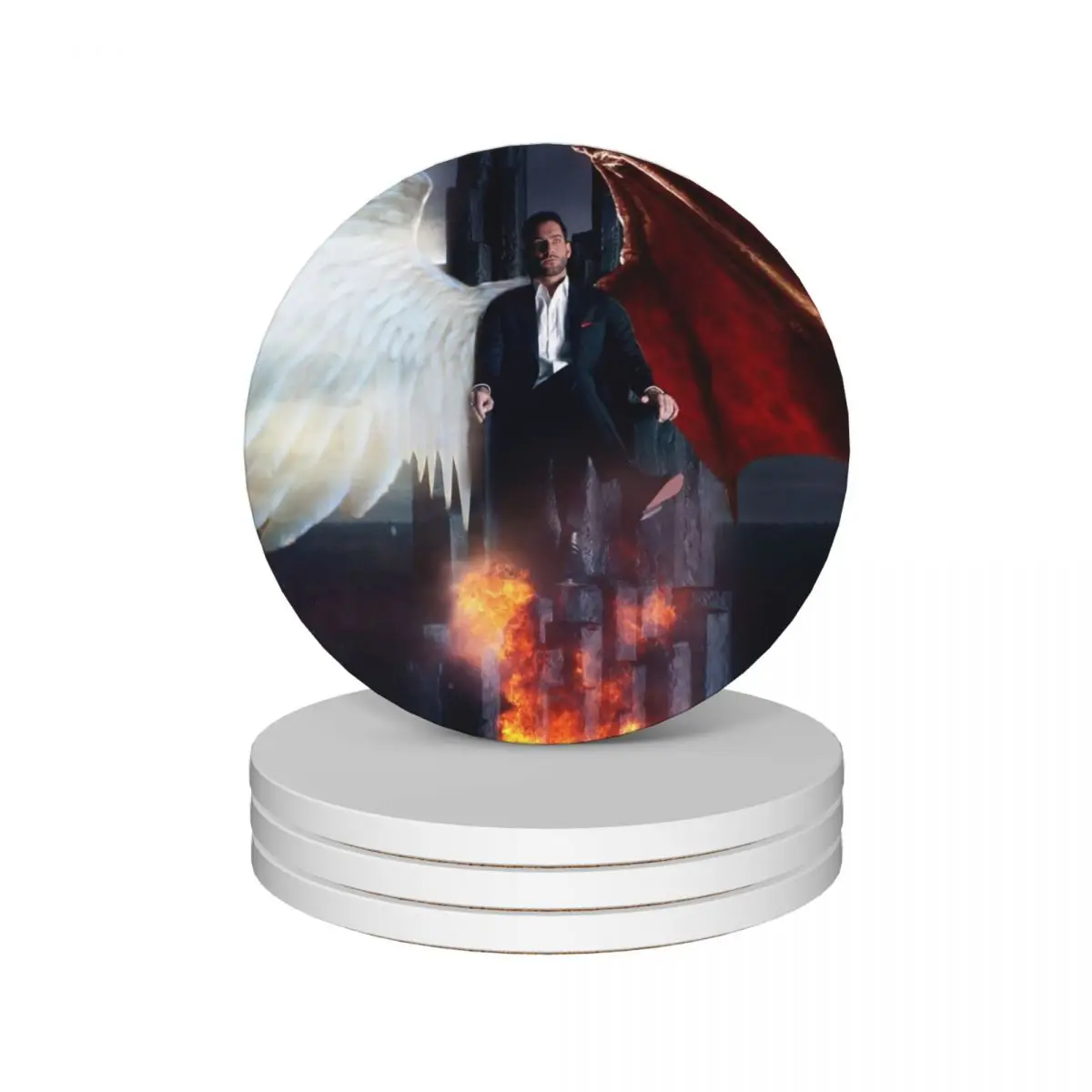 Lucifer - Hellish Throne Ceramic Coasters (Set of 4) Tea cups tile Creative Coasters