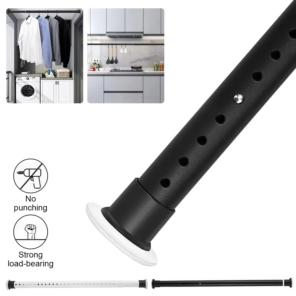 Tiges à rideaux réglables 70-360cm, tringles à rideaux de douche, sans perçage, tige télescopique antidérapante