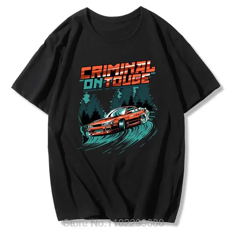 

Initial D Touge Drift Mounted Men T Shirts JDM Car Streetwear Male Summer Cotton Silvia S13 Criminal on Prints Short Unisex Tees