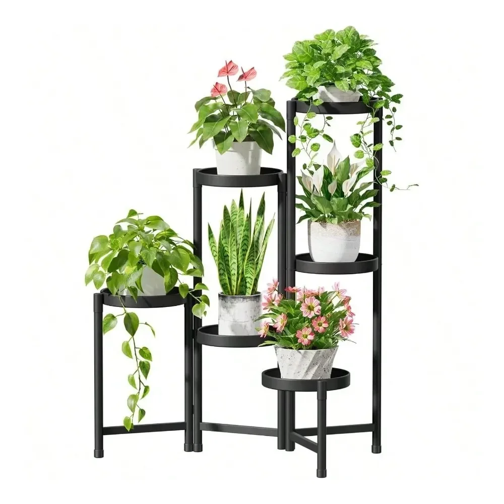 

Металлическая угловая подставка для растений Ly Plant Stand, 6-ярусная, для дома и улицы, для цветов и орхидей, легко собираемая, складная, высокая, для патио