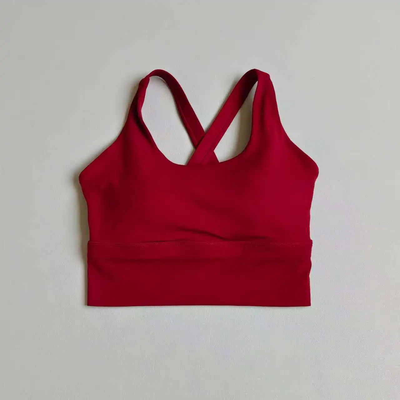 Einfarbiger Damen-Fitness-BH, weicher Rücken mit Kreuzmuster, hochfest, stoßfest, Sport-Top mit Brustpolster, Push-up-Yoga-Weste – Detail 7