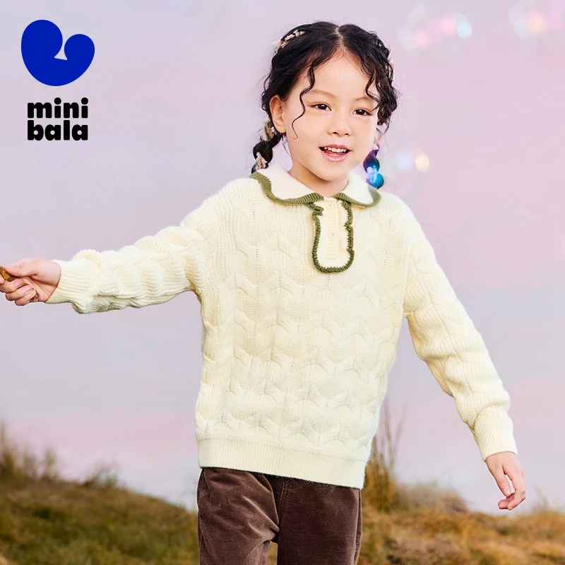 Mini Bala Knitted Sweater for Boys and Girls 2024 New Autumn and Winter Styles for Children Family Parent-Child Outfits