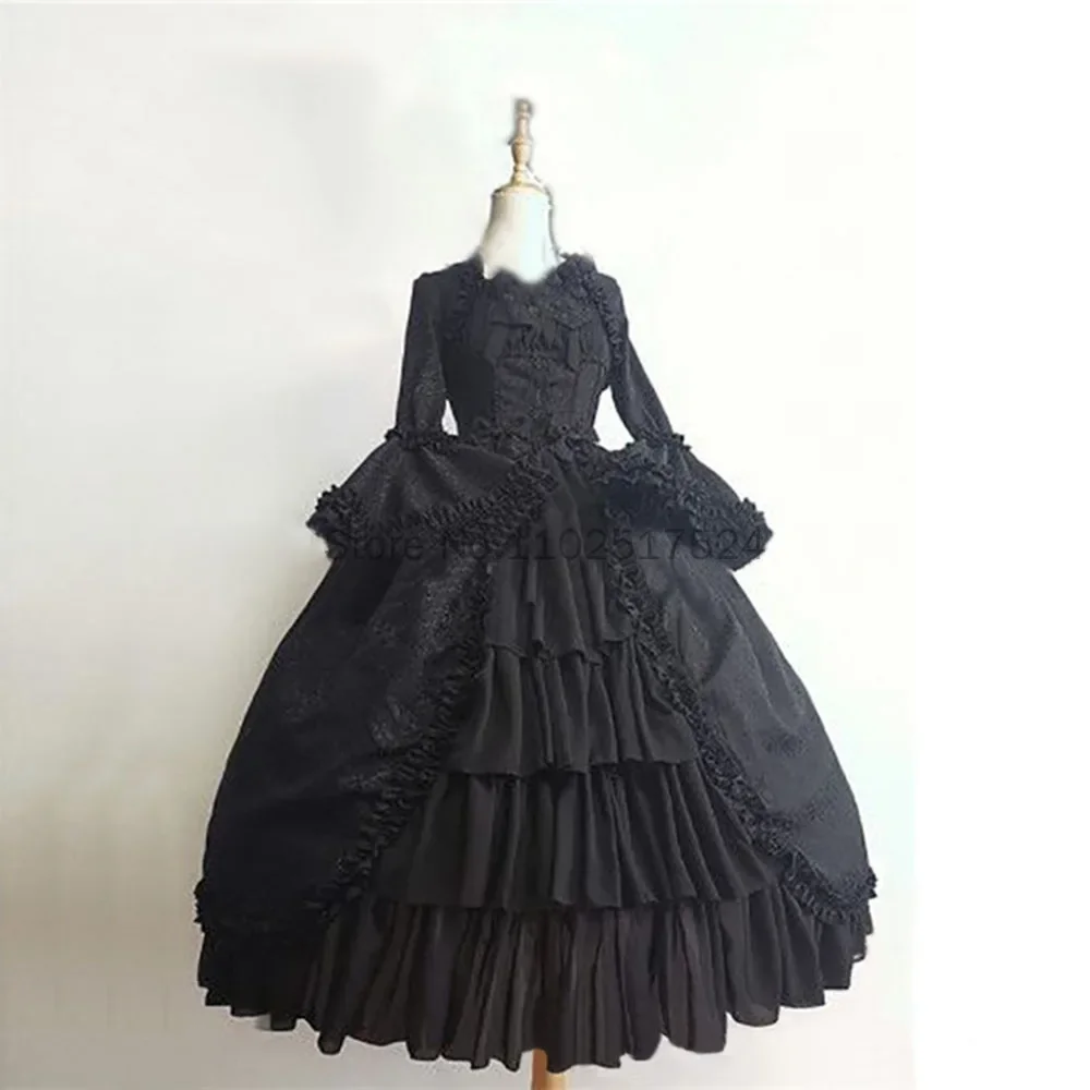 Middeleeuwse Retro Gothic Court Lolita Jurk Koninklijke Dame Bal Jurk Vierkante Hals Strakke Taille Strik Vrouwen Elegant Kostuum Vestido