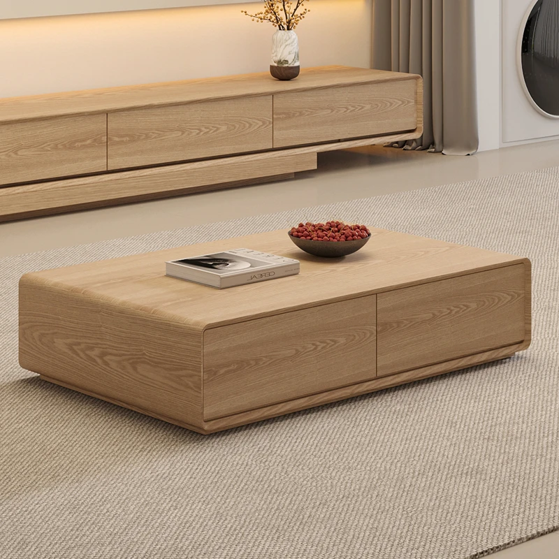Modern Simple Coffee Table Nordic Living Room Light Wood Color Rectangular Coffee Table Multi-Layer Solid Wood Furniture FYCT