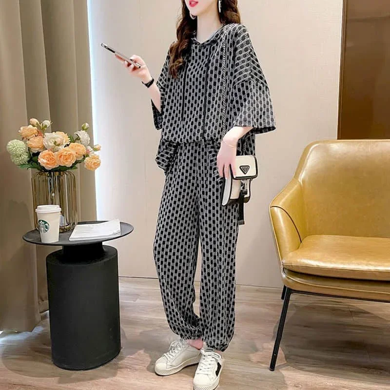 

Pop Pants Sets Casual Fashion Korean Style Tops Lace-up Baggy Pants Women's Tracksuit New In Matching Set Two Piece Set For Wom