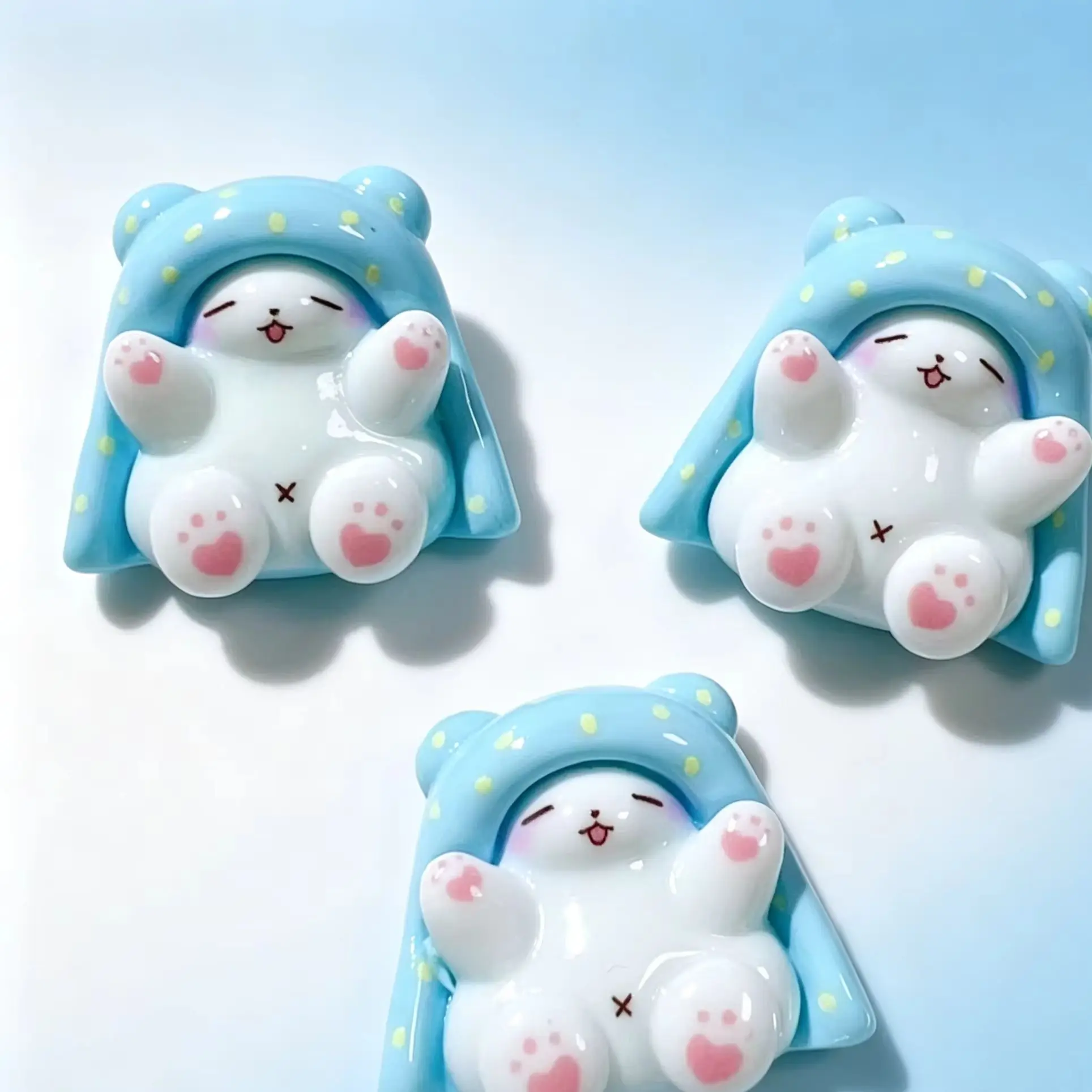 **10Pcs Cute Resin Rabbit Bear Cake Rainbow Series Flat Back  Parts Embellishments For Hair Bows Accessories