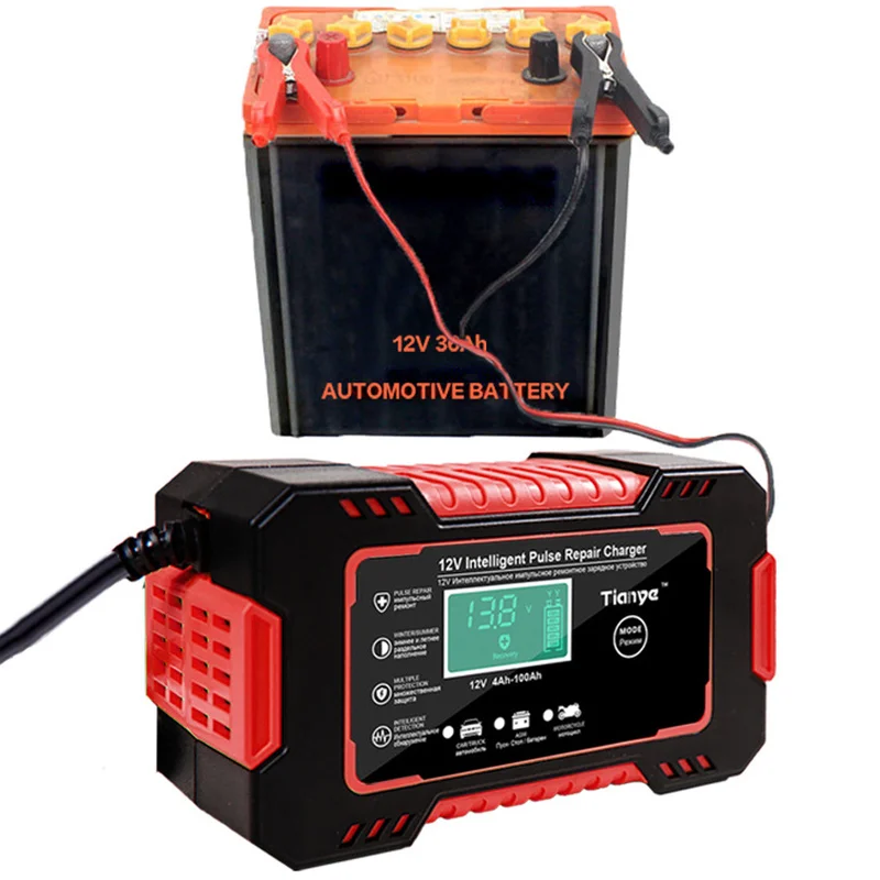 12V Display Smart Battery Charger Power Puls Repair Chargers Wet Dry Lead Acid BatteryFull Automatic Car Battery Charger