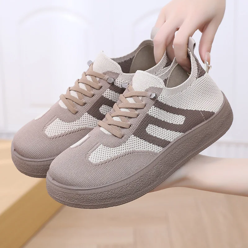 

Women's Casual Shoes 2025 Comfortable Soft Soled Flats Breathable Mesh Hollow Loafers Fly Weave Non Slip Lightweight Sneakers