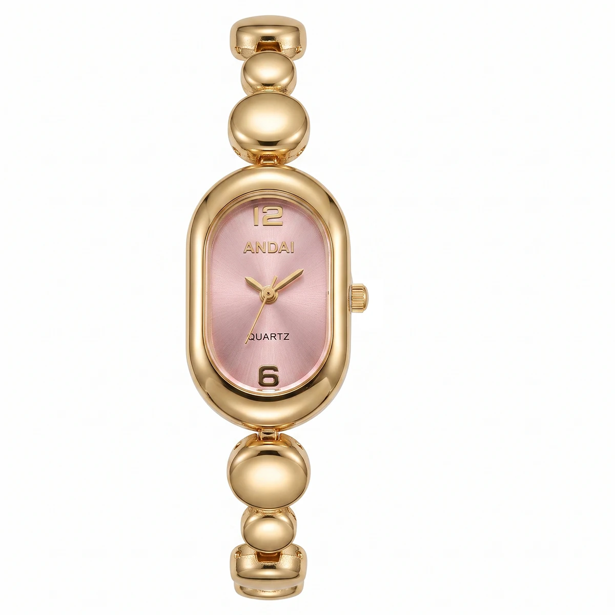 New Niche Oval-Shaped Women's Watch with Gold Bean Chain, Light Luxury Fashion Quartz Wristwatch, Vintage Style Women's Watch