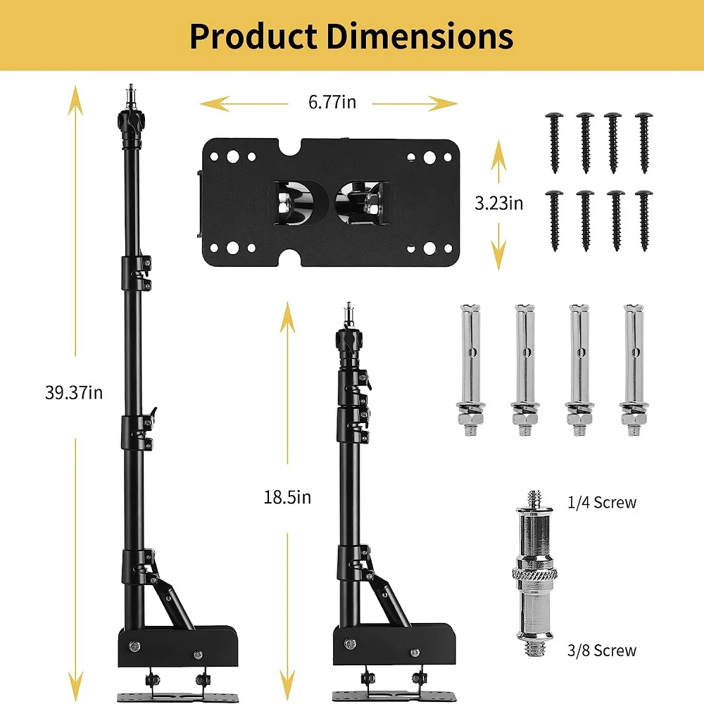 Staffa per fotografia treppiede da parete con braccio a triangolo regolabile a parete per kit da Studio fotografico riflettore Softbox Spotlight