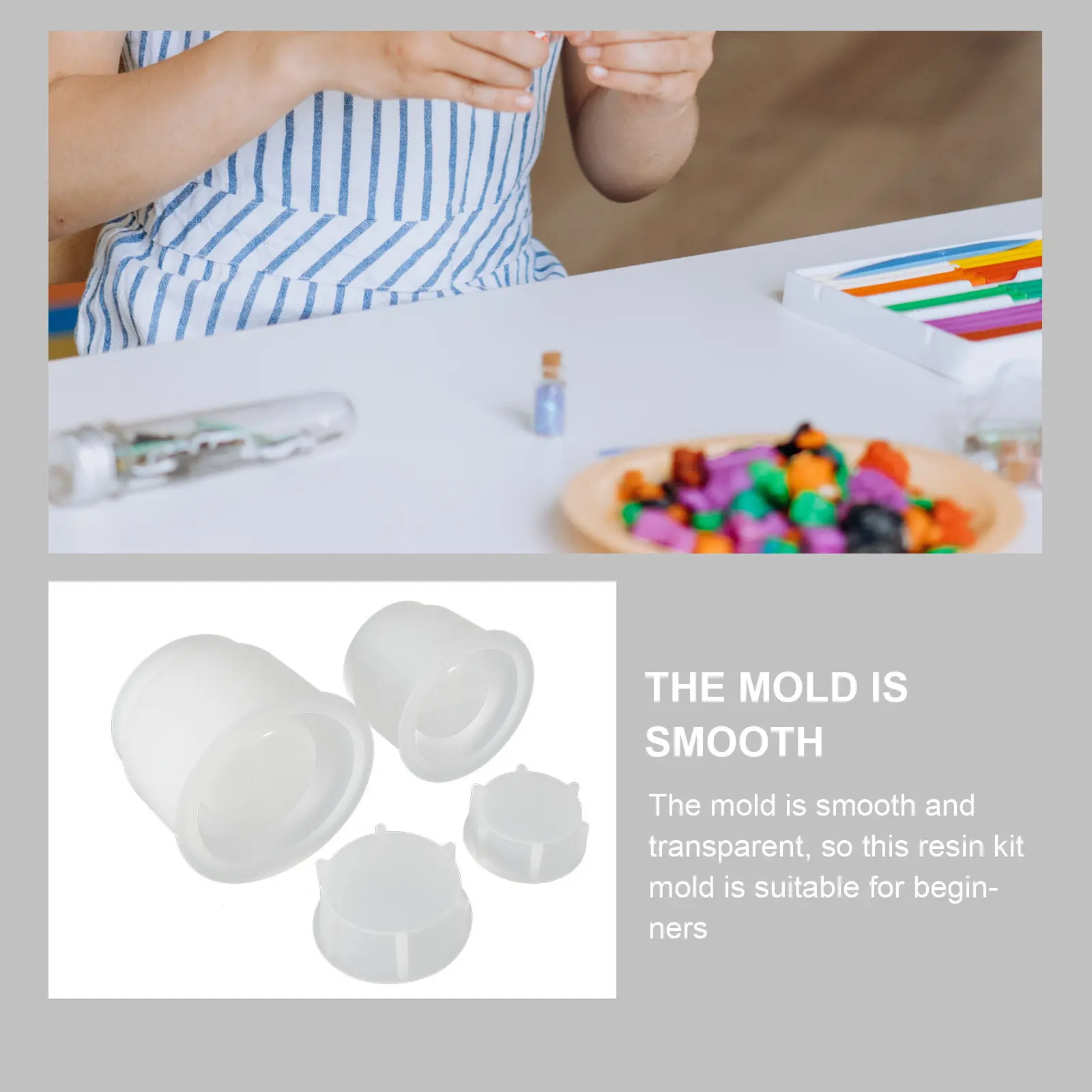 

2Sets Crystal Epoxy Resin Mold Silicone Jar Craft DIY Molds for Making Candles and Storage Containers Epoxy Mold