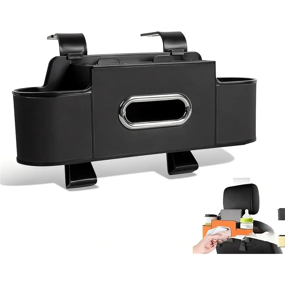 

Многофункциональный органайзер 3-в-1 для заднего сиденья автомобиля с подстаканником, держателем для салфеток, мусорным ведром и крючками, модель 2026 года
