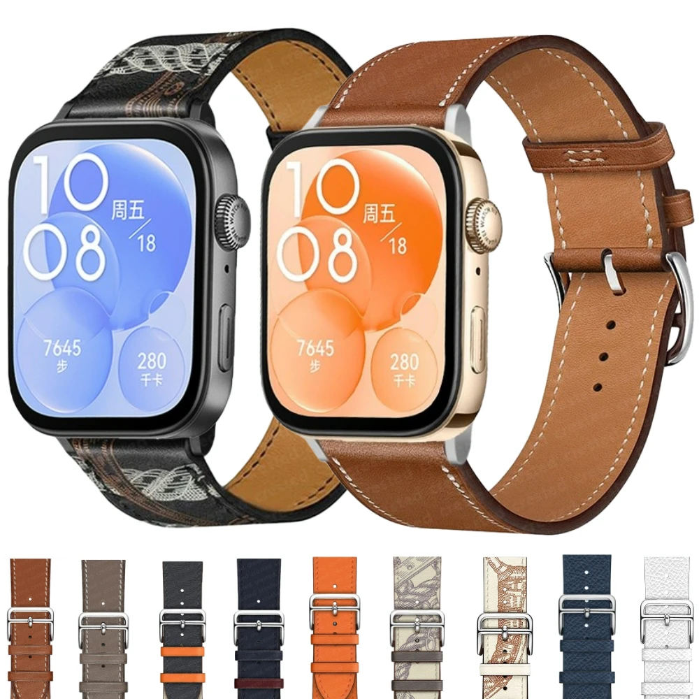 

Leather Strap for Huawei Watch Fit 3 Metal connector Replaceable Wristband Accessories for Huawei Watch Fit3 Smart Bracelet Belt