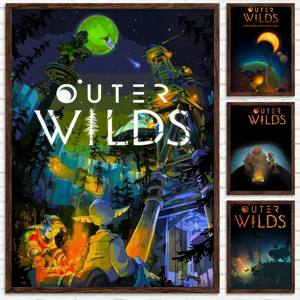 Atmospheric Space Adventure Game Outer Wilds Poster Self‑Adhesive Waterproof Poster Sticker Coffee House Bar Wall Art Home Decor