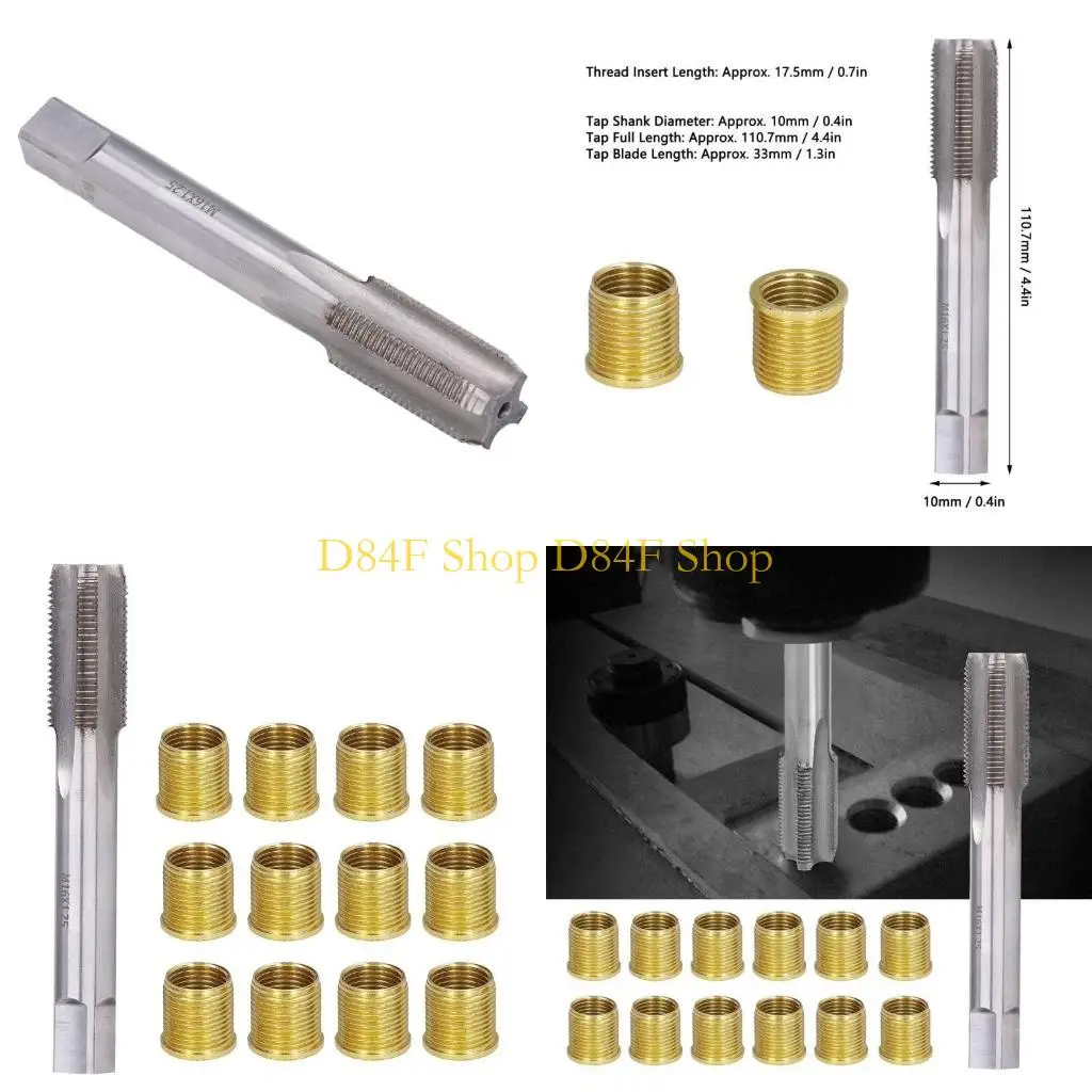 

D84F Tap And Die Set Thread Hole Repair Tool GasolinesEngine Metal M14 Insert 13 Pack