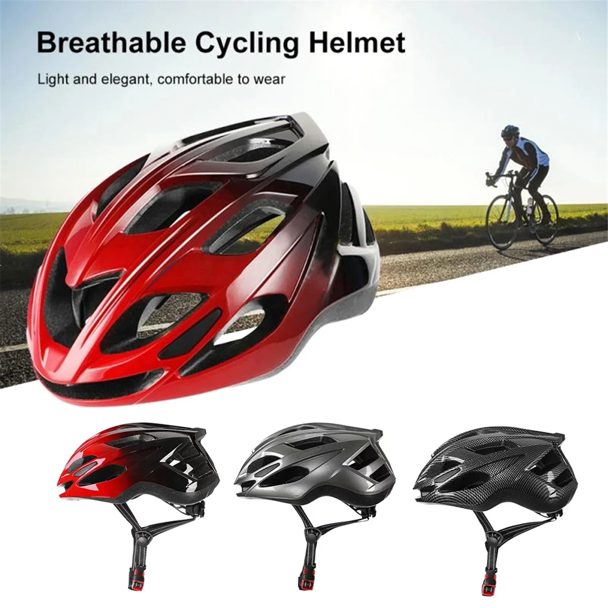 Adult Bike Helmet Light- Bike Helmet for Men Women Bicycle Helmet for Adults Youth Mountain Road Biker Fit 57-62cm Red