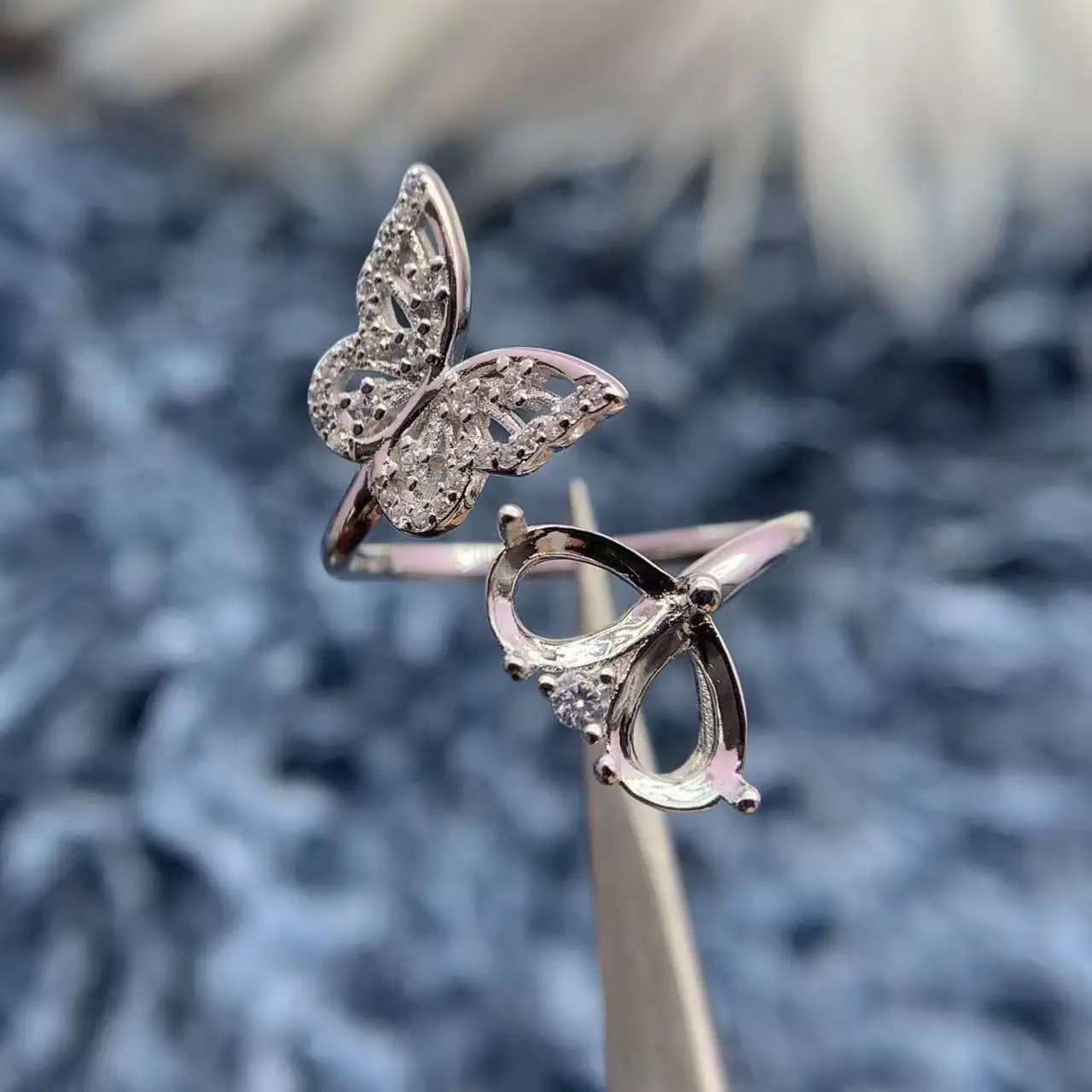 

MeiBaPJ инкрустация в форме слезы 5*7 мм S925 стерлингового серебра DIY кольцо циркон бабочка женский подарок Шарм роскошные ювелирные изделия оптом