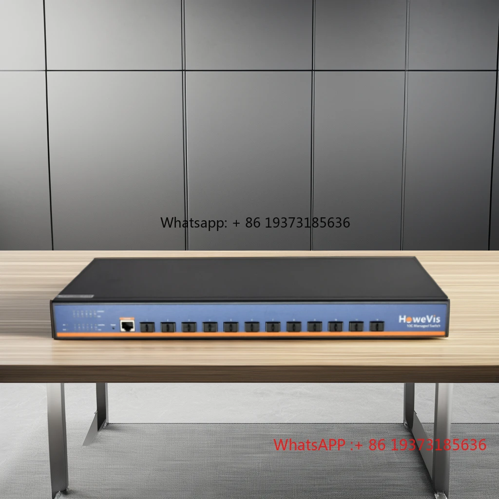 

12-портовый управляемый Ethernet-коммутатор 10G с PoE, гигабитный сетевой коммутатор с QoS, SNMP, SFP, оптоволоконными портами, функцией VLAN, настольный, Layer 3