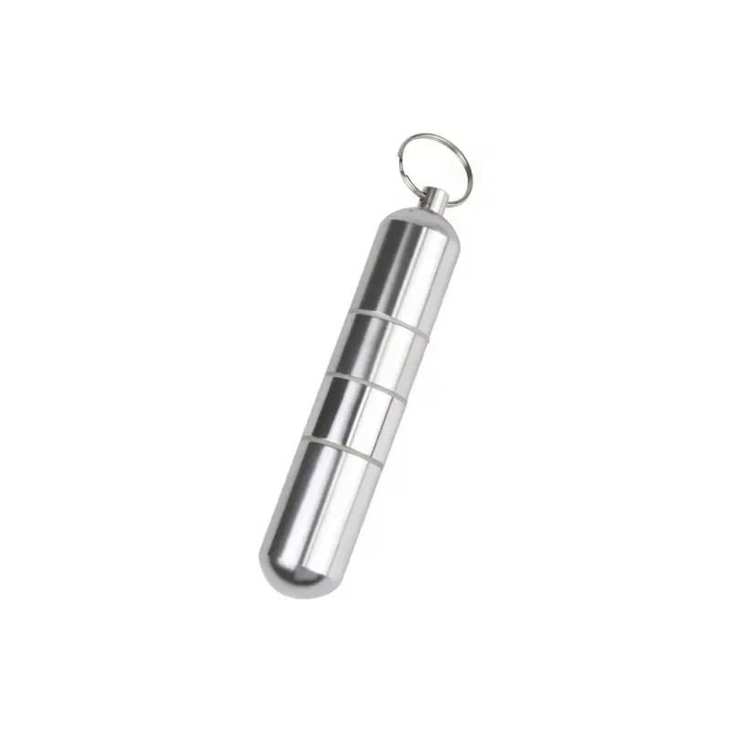 1-2pcs Waterproof Cigarete Case Silver Aluminum Alloy Cigarette Box Pill Toothpick Capsule Holder with Keychain Mens Gift - view 4