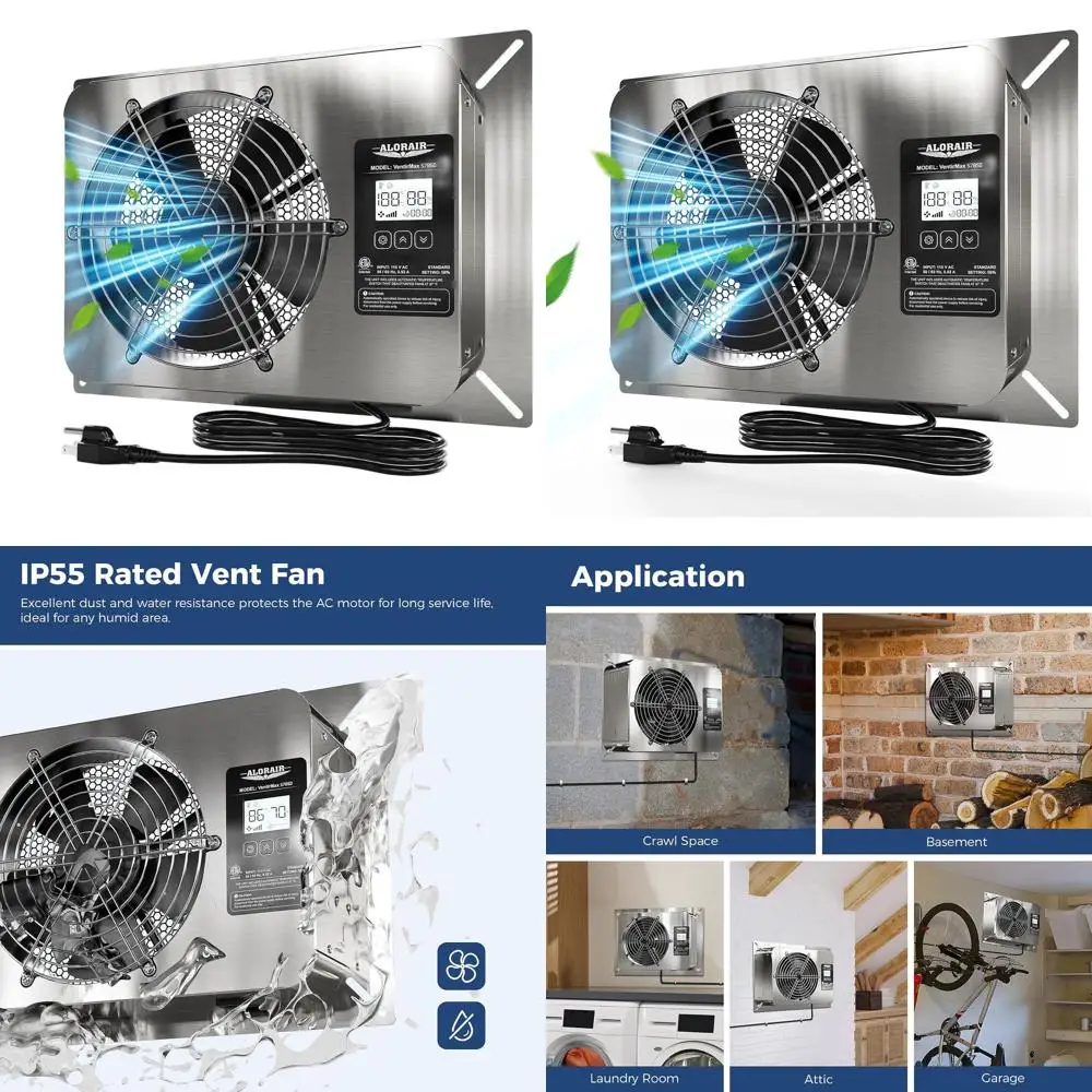

CM 570 Ventilator with Huistat, Stainless Steel Exhaust, Digital Display, Timing Cycle, Freeze Protection, Ideal for Basements,