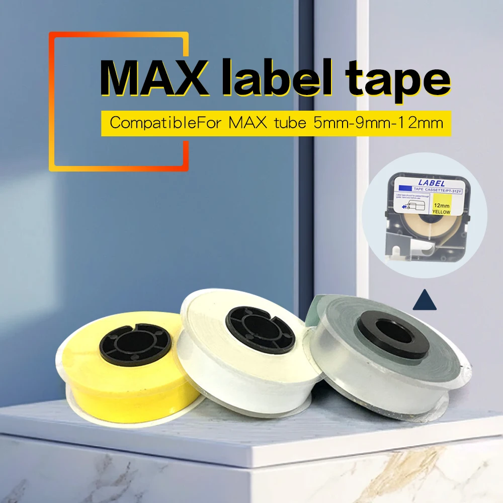 1pcs Tape Suitable for MAX Line Mumber Machine label Paper 370 380E 390 550 Print 9mm Force Code Master Square Adhesive Label