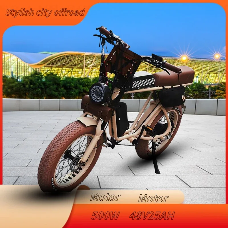 New electric bicycle 500W48V25AH lithium battery fat tire road and off-road electric motorcycle fashionable electric vehicle