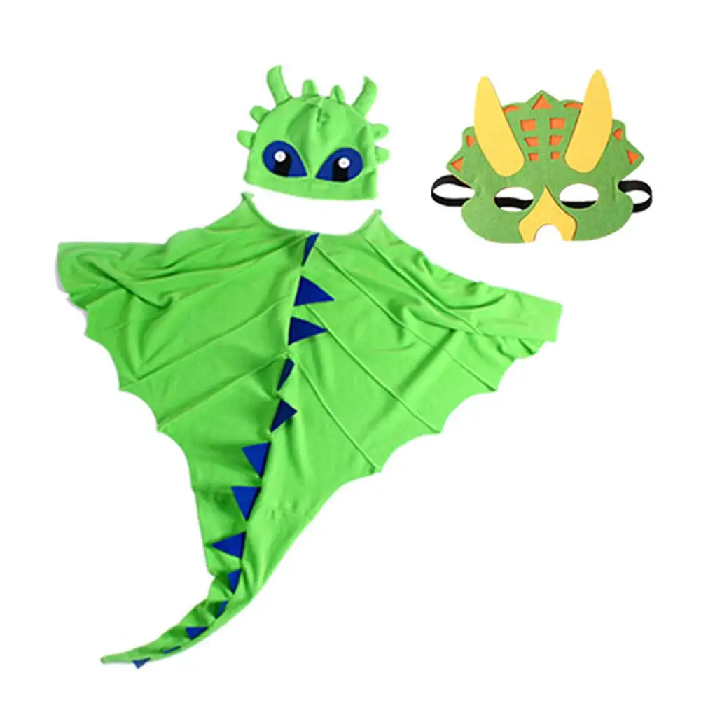 Cartoon Dragon Costume Disguise Dinosaur Cosplay Fantasy Child Boys Girls Cloak With Mask Hat Kids Roleplay Fantasia Outfits