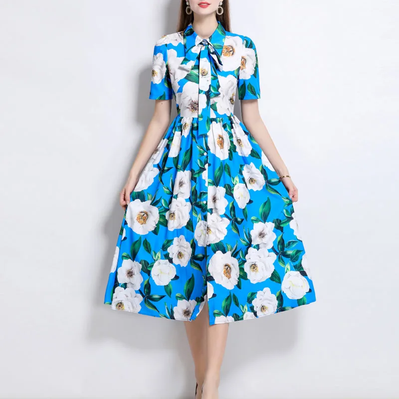 여성을위한 새로운 여름 민소매 드레스 우아한 오-넥 인쇄 여성 드레스 슬림 a 라인 드레스 여성 Vestidos De Verano Mujer Q397