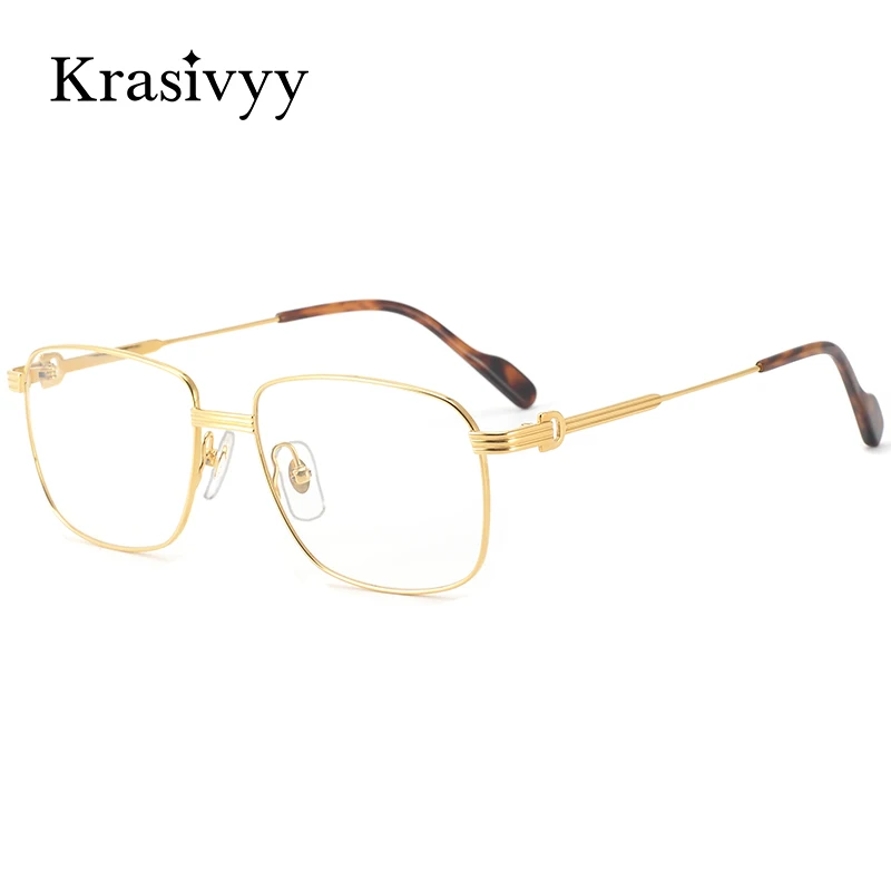 

Krasivyy Pure Titanium Glasses Frames Men Luxury Brand Designer Square Optical Eyeglasses Frames Males Ultralight Pilot Eyewear