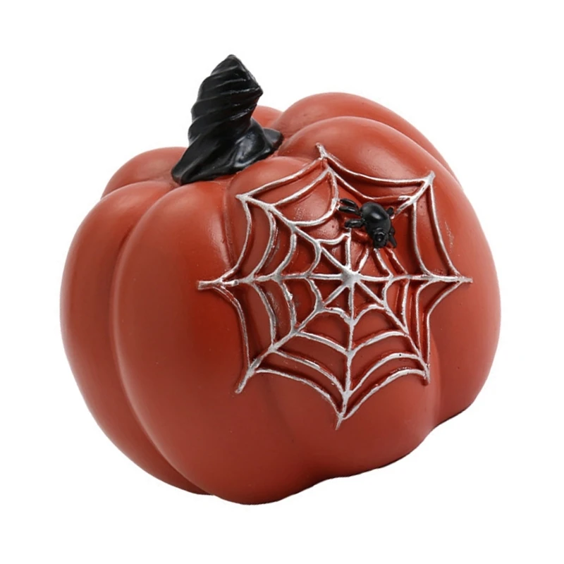 SZWA Eerie Pumpkin Resin Ornament for Halloween Party Table Decoration