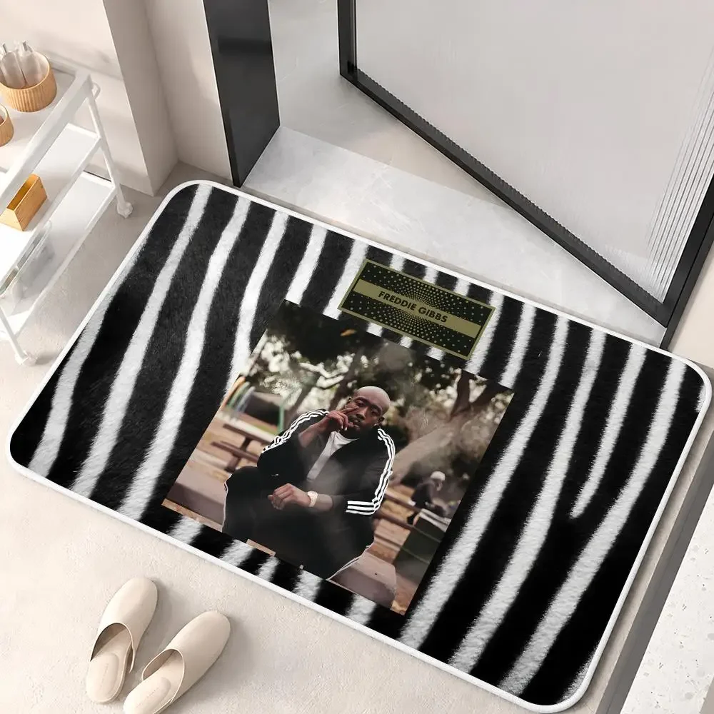 F-Freddie Gibbs Hip-hop Rap Album Floor Mat Flannel Rug Soft Non Slip Door Mat Bathroom Bedroom Kitchen Living Room Home Decor