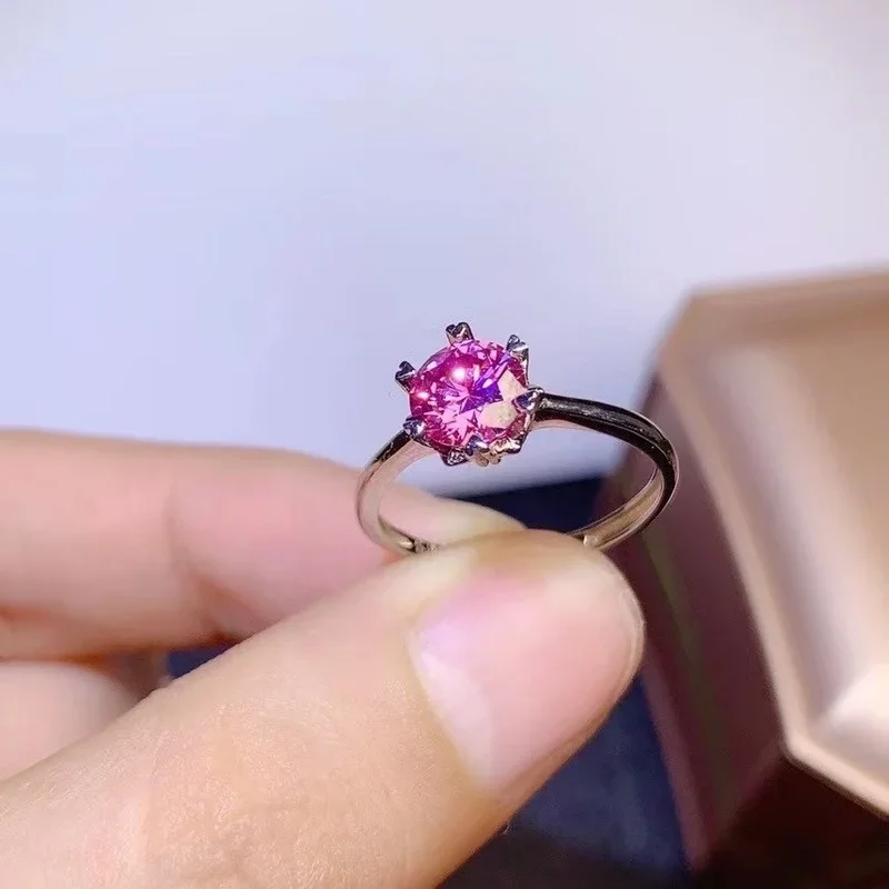 Cincin Moissanite merah muda untuk wanita 1CT 925 perak murni sertifikat penjualan GRA dengan pengiriman gratis penjualan cuci gudang