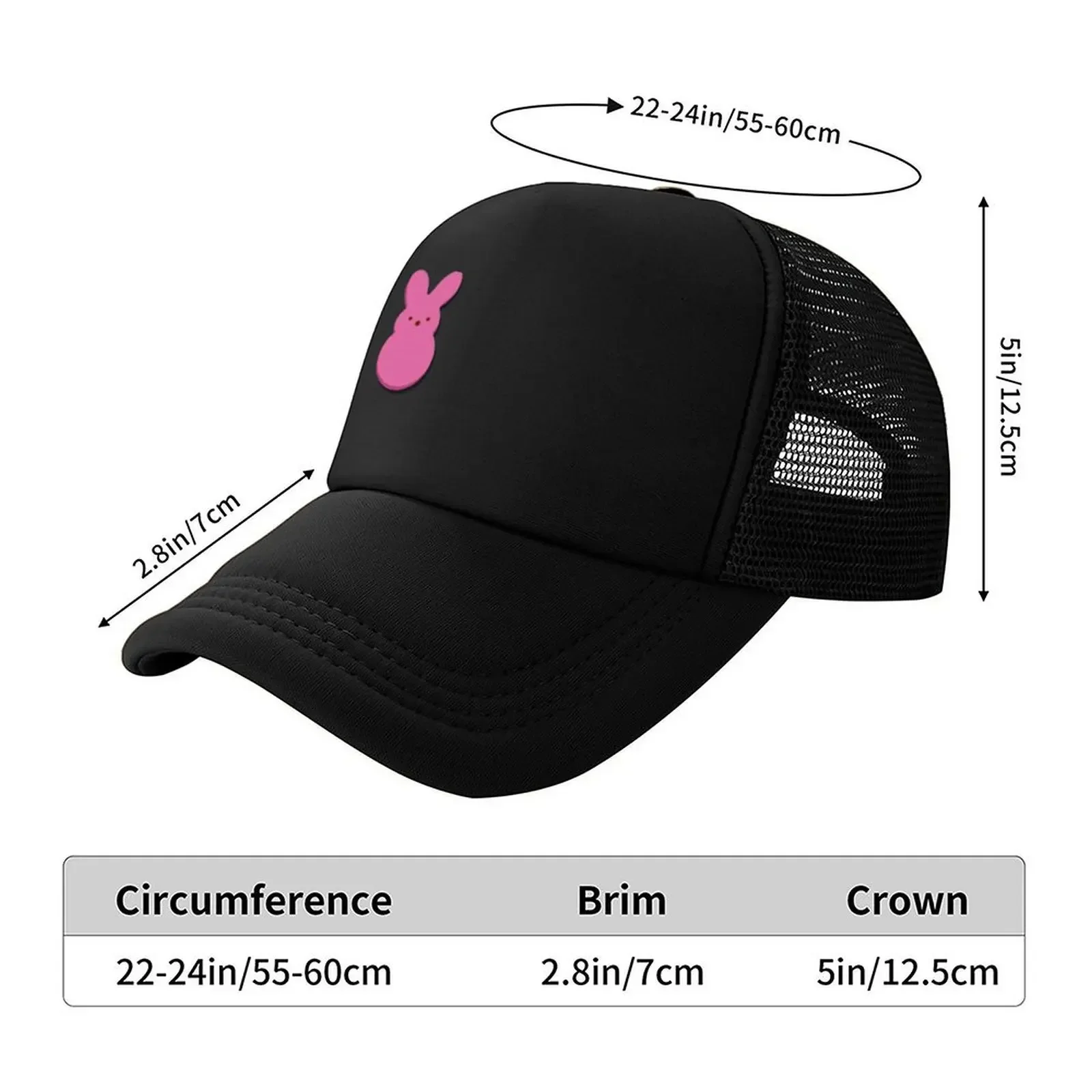 New Easter Peep Marshmellow Treat Candy Bunny Pink Cute Shirt, Sticker, Hat Baseball Cap Men's Big Size Hat Luxury Caps Mens Wom