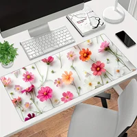 Alfombrilla de Escritorio Resistente al Agua con Diseño Floral, Borde Cosido, Antideslizante, Rectangular, para Oficina en Casa